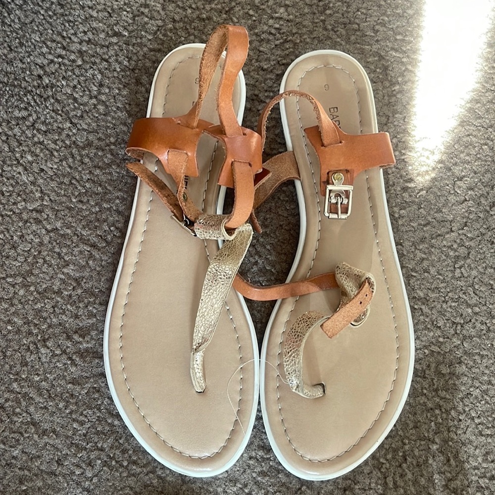 Chic Tan and Gold Sandals